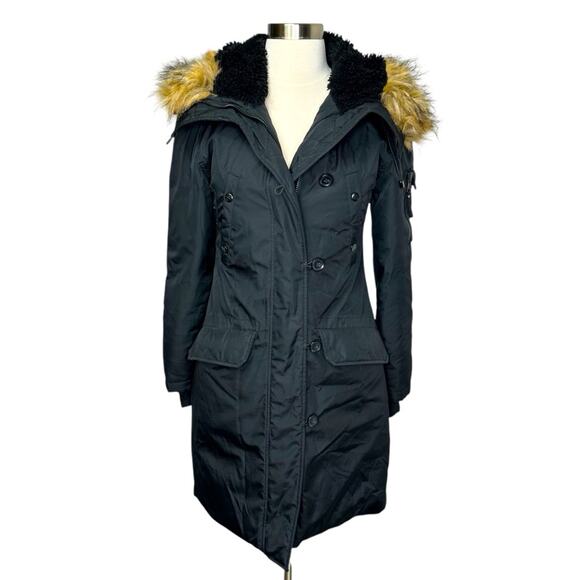 S13 SAM. NY Down Eskimo Coat Black Size XS Faux Fur Hood Jacket Warm - Picture 2 of 12